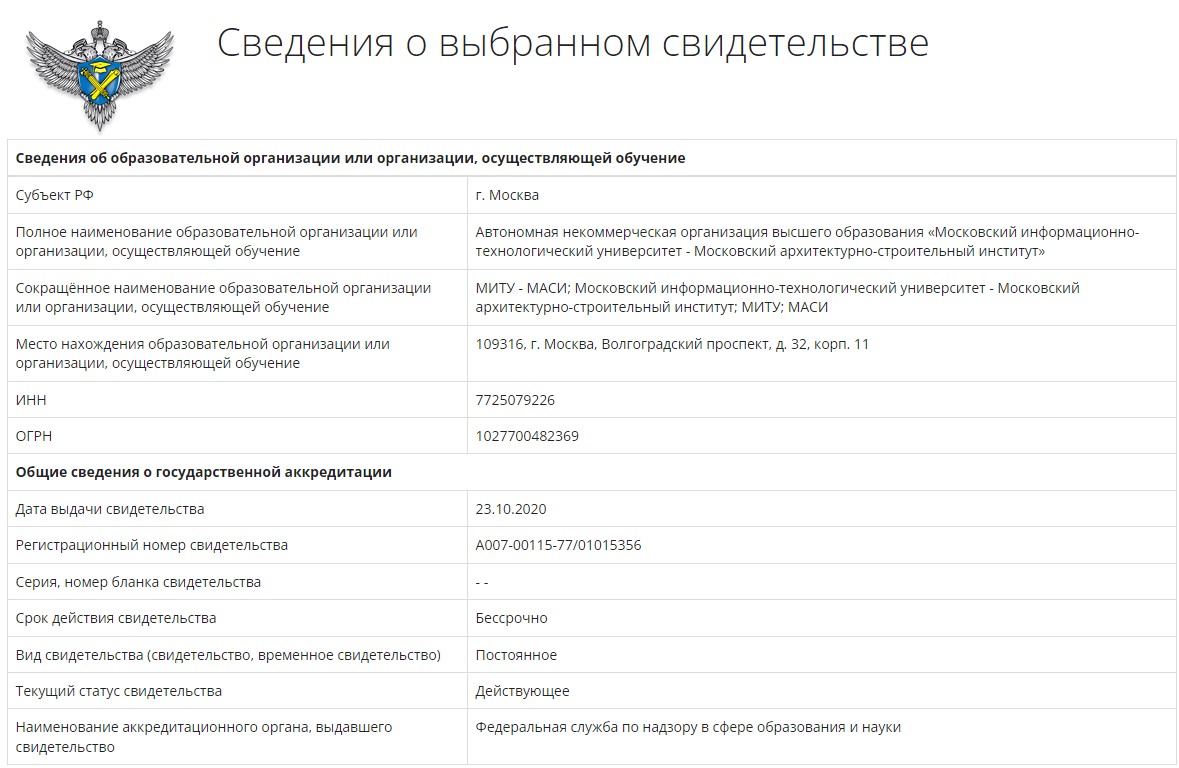 лицензии и аккредитации